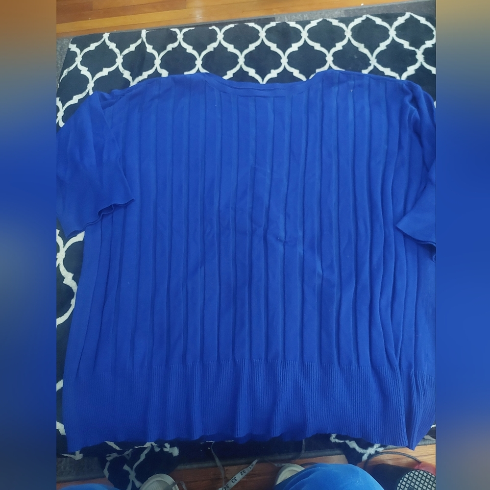 Nwt apt 9 3x‎ cobalt blue ribbed short sleeve sweater